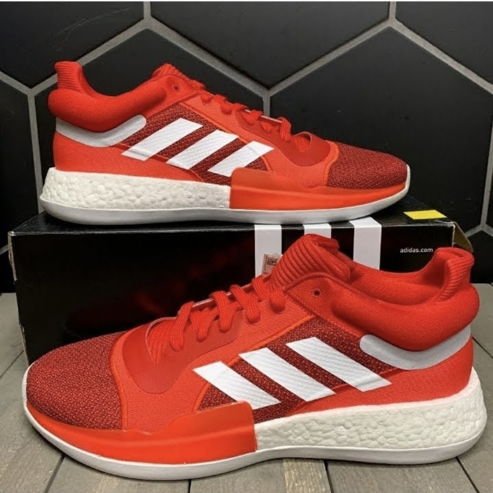Adidas Red Athletic Shoes with Breathable Mesh and Thick Cushioning
